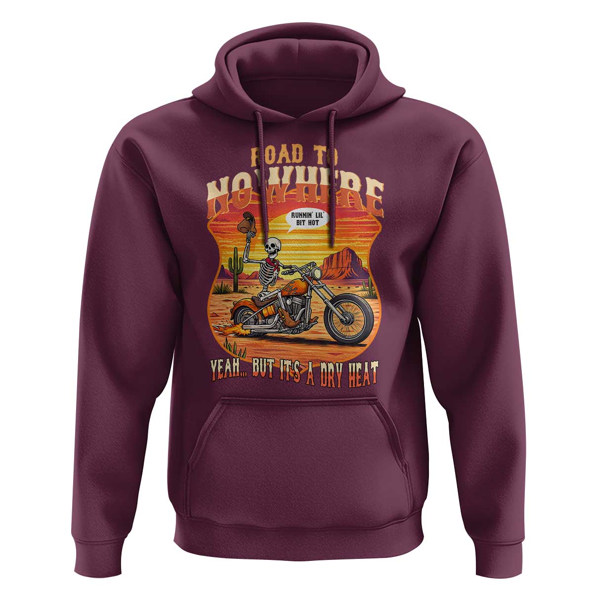Funny Route Highway 66 Biker Skeleton Hoodie Road To Adventure
