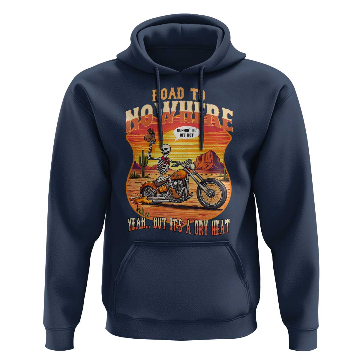Funny Route Highway 66 Biker Skeleton Hoodie Road To Adventure