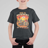 Funny Route Highway 66 Biker Skeleton T Shirt For Kid Road To Adventure