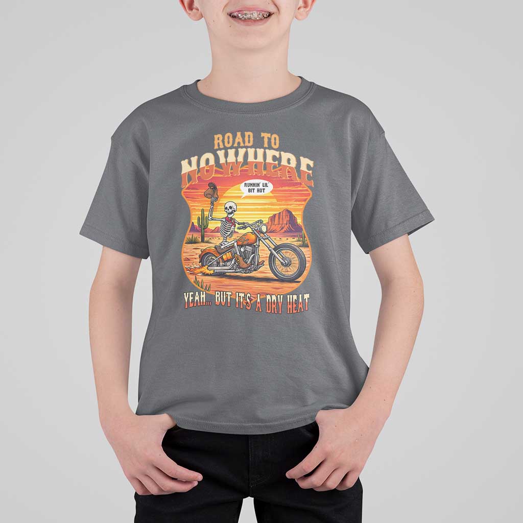 Funny Route Highway 66 Biker Skeleton T Shirt For Kid Road To Adventure