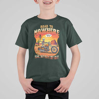 Funny Route Highway 66 Biker Skeleton T Shirt For Kid Road To Adventure