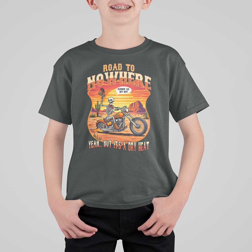 Funny Route Highway 66 Biker Skeleton T Shirt For Kid Road To Adventure