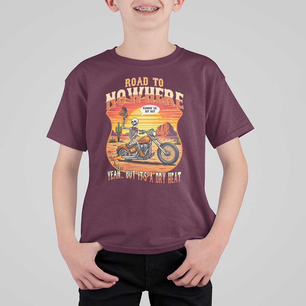 Funny Route Highway 66 Biker Skeleton T Shirt For Kid Road To Adventure