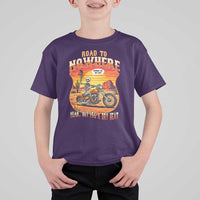 Funny Route Highway 66 Biker Skeleton T Shirt For Kid Road To Adventure