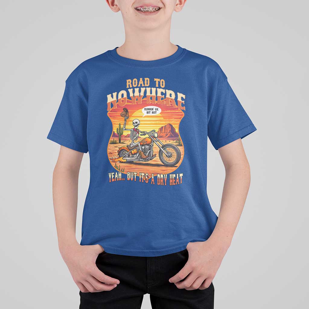 Funny Route Highway 66 Biker Skeleton T Shirt For Kid Road To Adventure