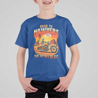 Funny Route Highway 66 Biker Skeleton T Shirt For Kid Road To Adventure