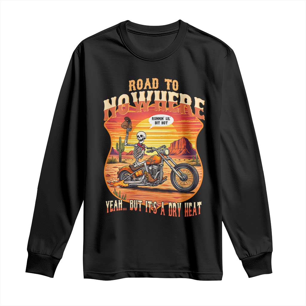 Funny Route Highway 66 Biker Skeleton Long Sleeve Shirt Road To Adventure