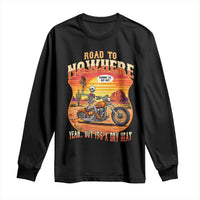 Funny Route Highway 66 Biker Skeleton Long Sleeve Shirt Road To Adventure