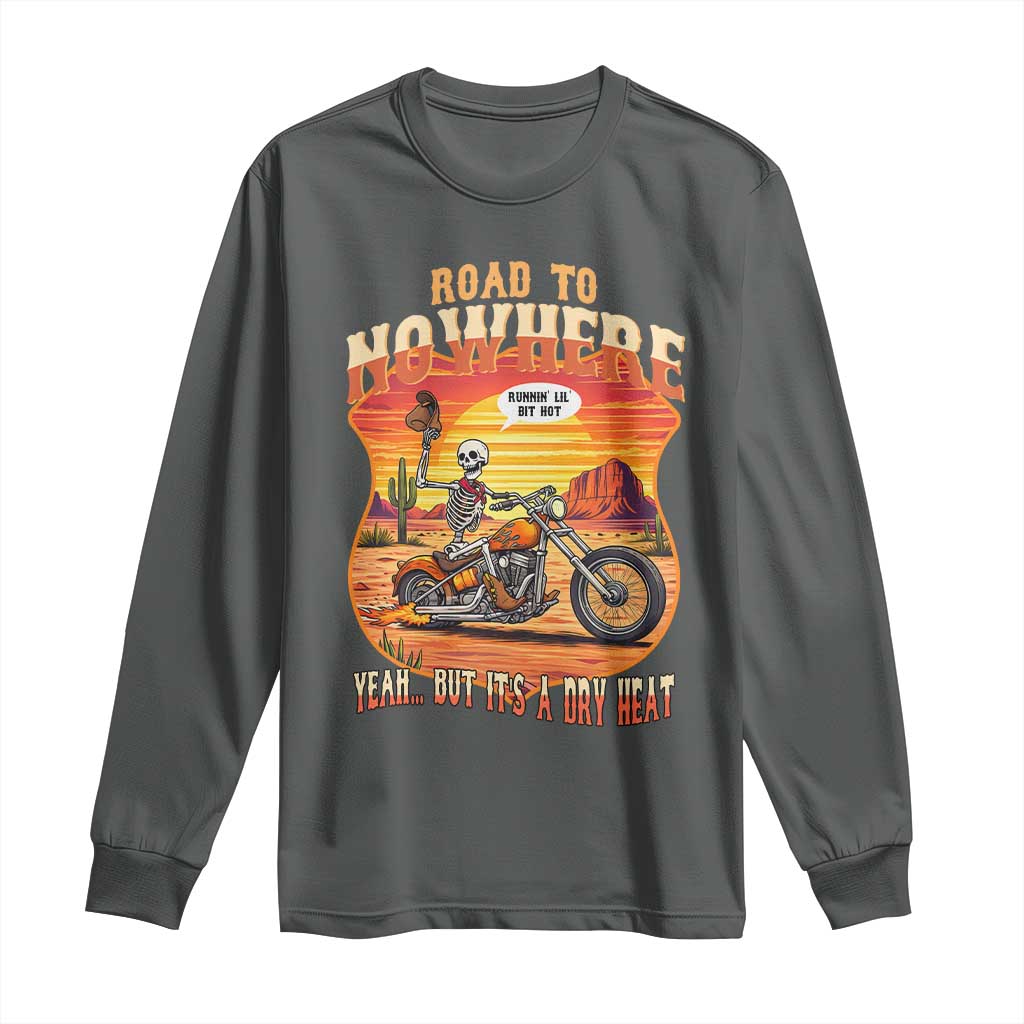Funny Route Highway 66 Biker Skeleton Long Sleeve Shirt Road To Adventure