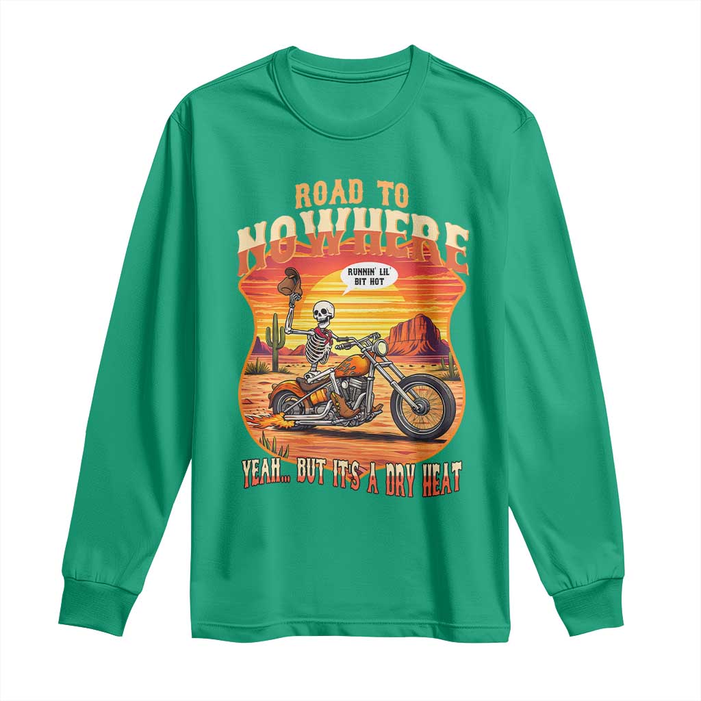 Funny Route Highway 66 Biker Skeleton Long Sleeve Shirt Road To Adventure