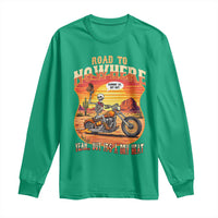 Funny Route Highway 66 Biker Skeleton Long Sleeve Shirt Road To Adventure