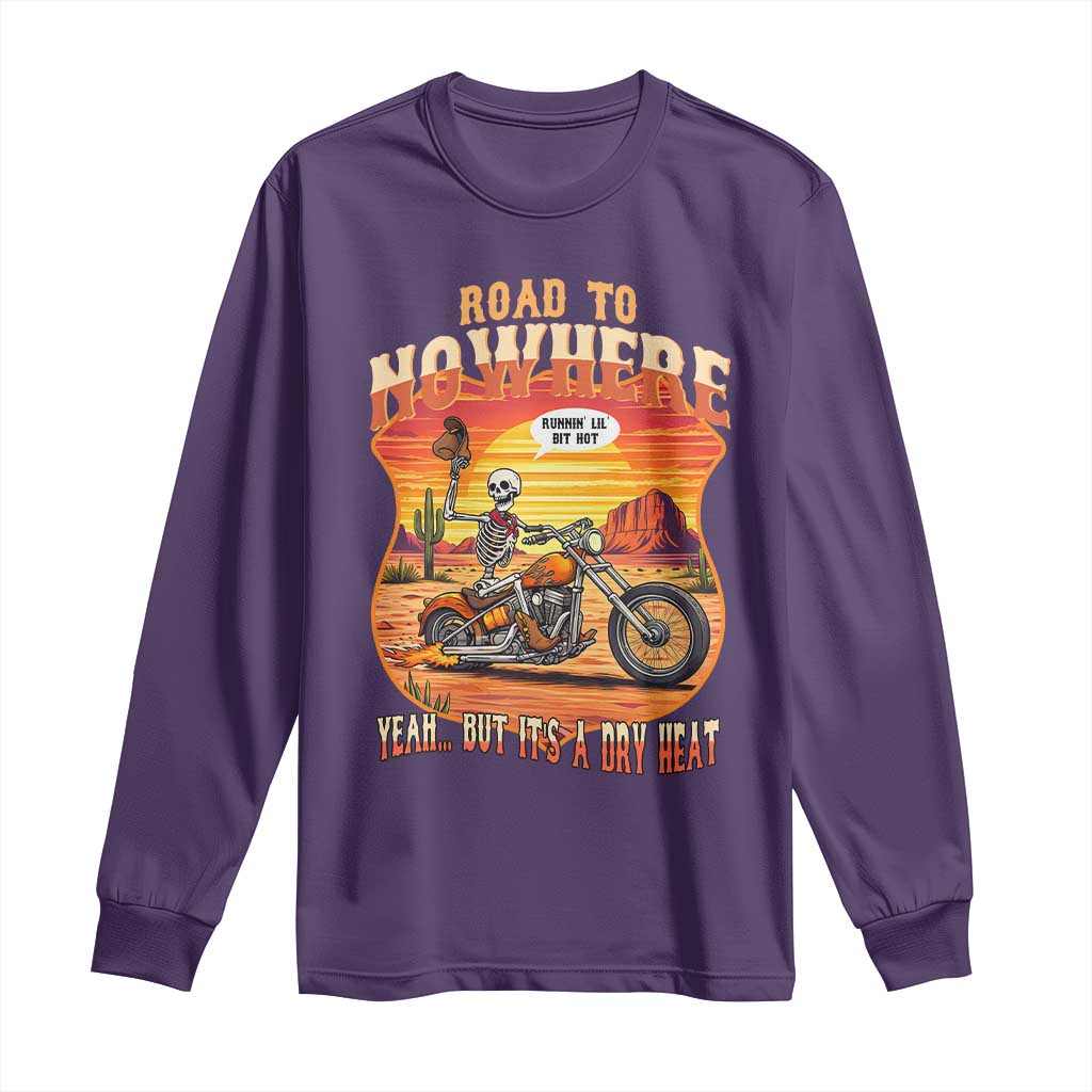 Funny Route Highway 66 Biker Skeleton Long Sleeve Shirt Road To Adventure