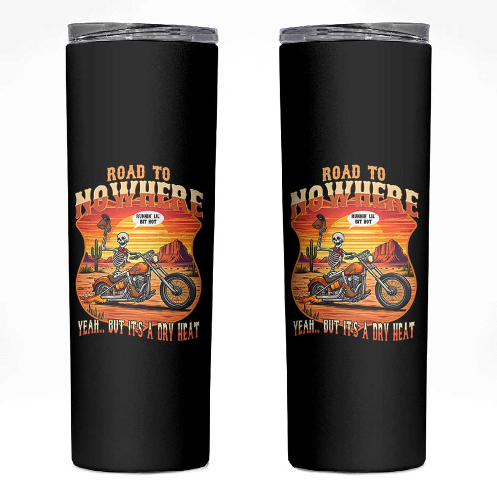 Funny Route Highway 66 Biker Skeleton Skinny Tumbler Road To Adventure