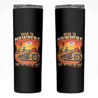 Funny Route Highway 66 Biker Skeleton Skinny Tumbler Road To Adventure