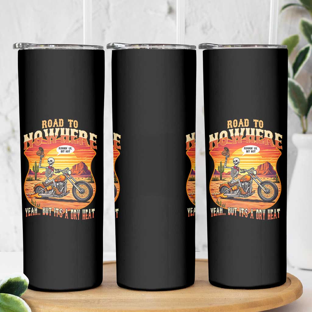 Funny Route Highway 66 Biker Skeleton Skinny Tumbler Road To Adventure