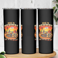 Funny Route Highway 66 Biker Skeleton Skinny Tumbler Road To Adventure