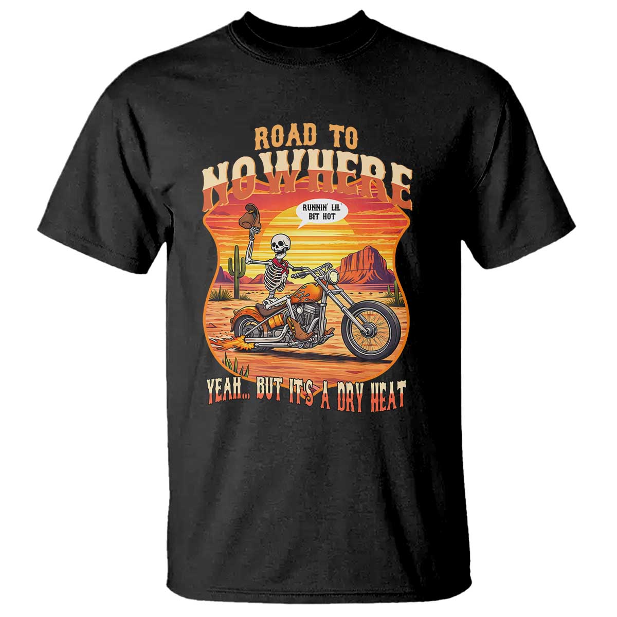 Funny Route Highway 66 Biker Skeleton T Shirt Road To Adventure