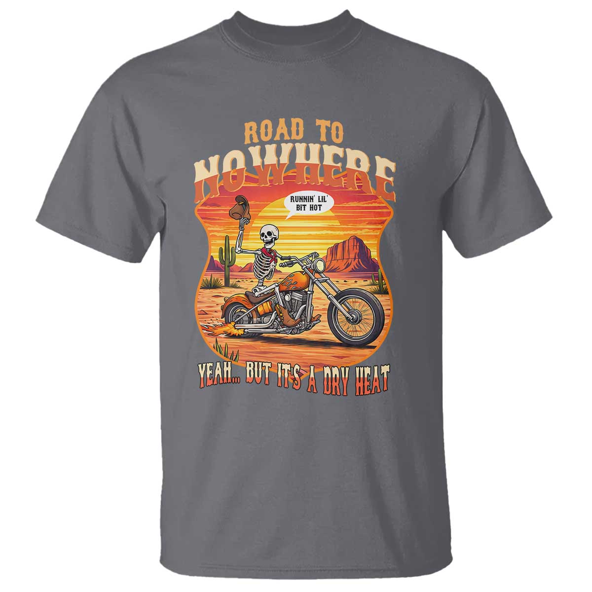 Funny Route Highway 66 Biker Skeleton T Shirt Road To Adventure