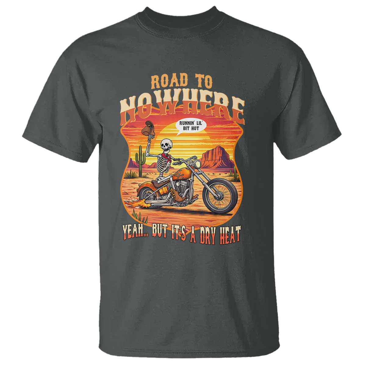 Funny Route Highway 66 Biker Skeleton T Shirt Road To Adventure