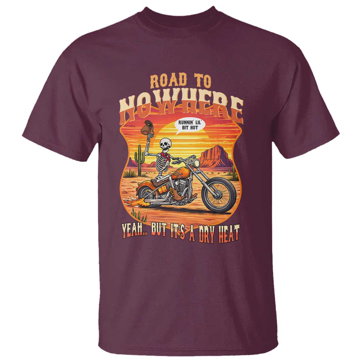 Funny Route Highway 66 Biker Skeleton T Shirt Road To Adventure