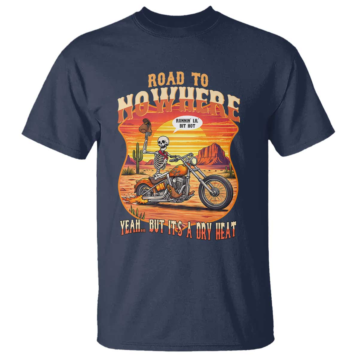Funny Route Highway 66 Biker Skeleton T Shirt Road To Adventure