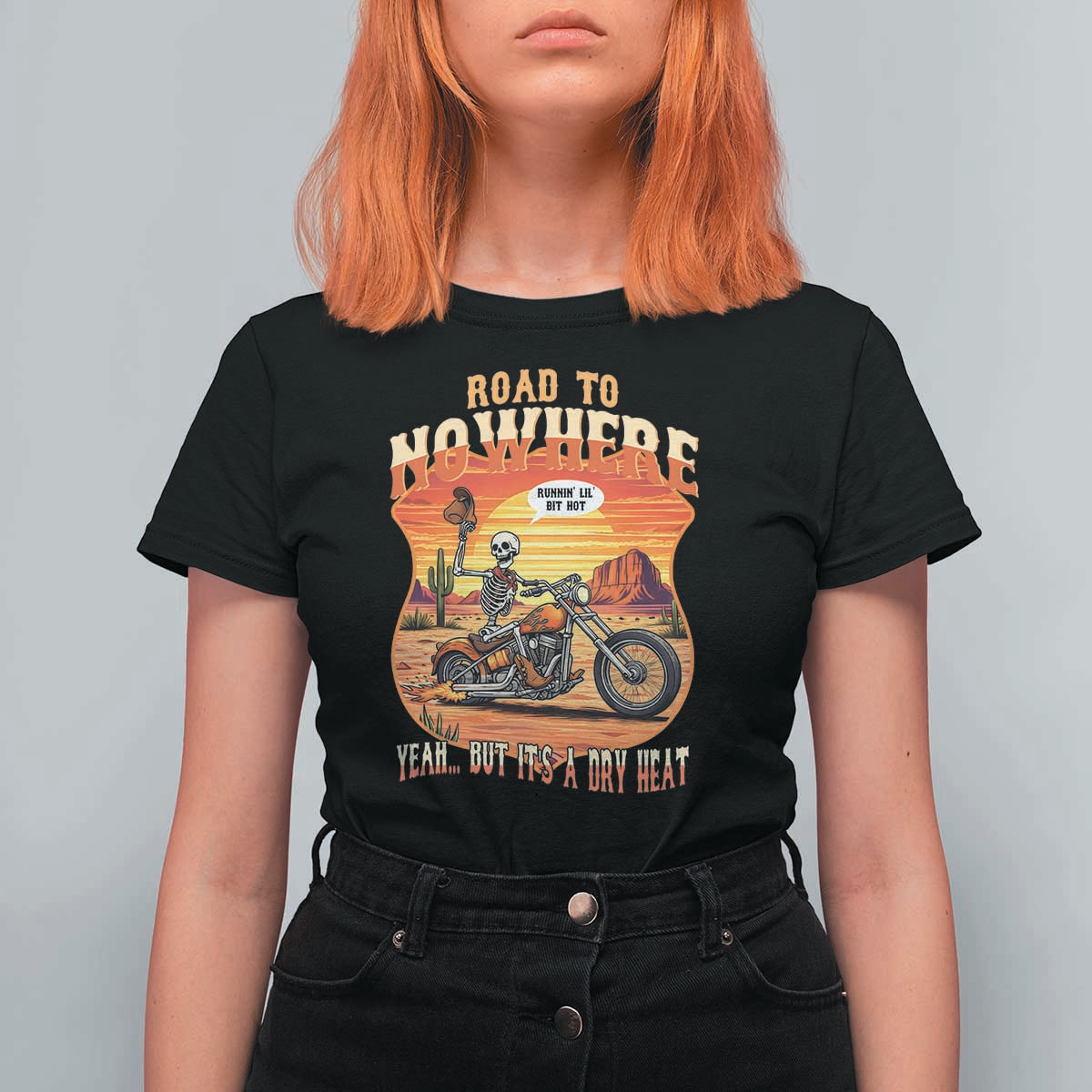Funny Route Highway 66 Biker Skeleton T Shirt For Women Road To Adventure