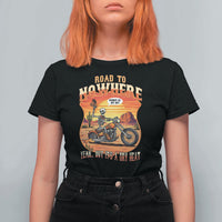 Funny Route Highway 66 Biker Skeleton T Shirt For Women Road To Adventure