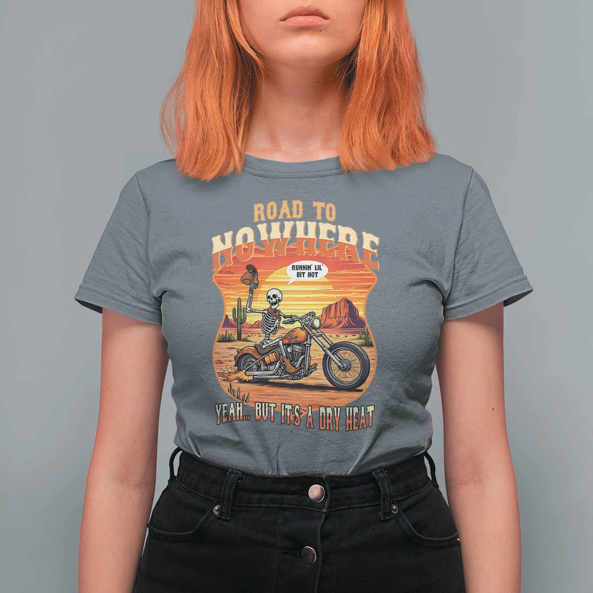 Funny Route Highway 66 Biker Skeleton T Shirt For Women Road To Adventure