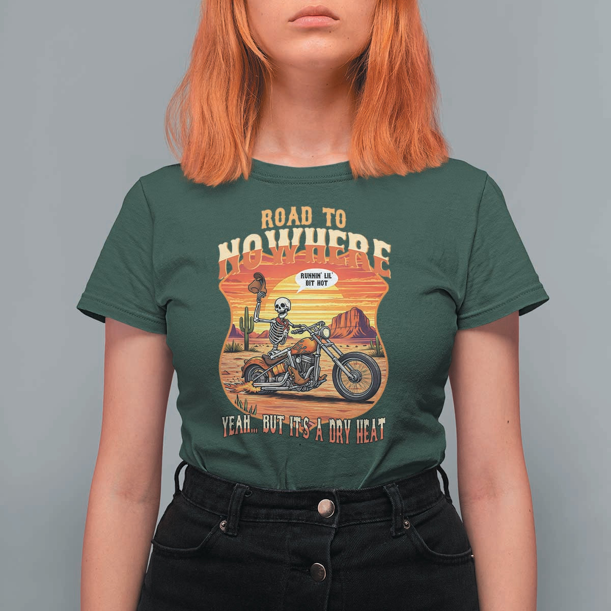 Funny Route Highway 66 Biker Skeleton T Shirt For Women Road To Adventure