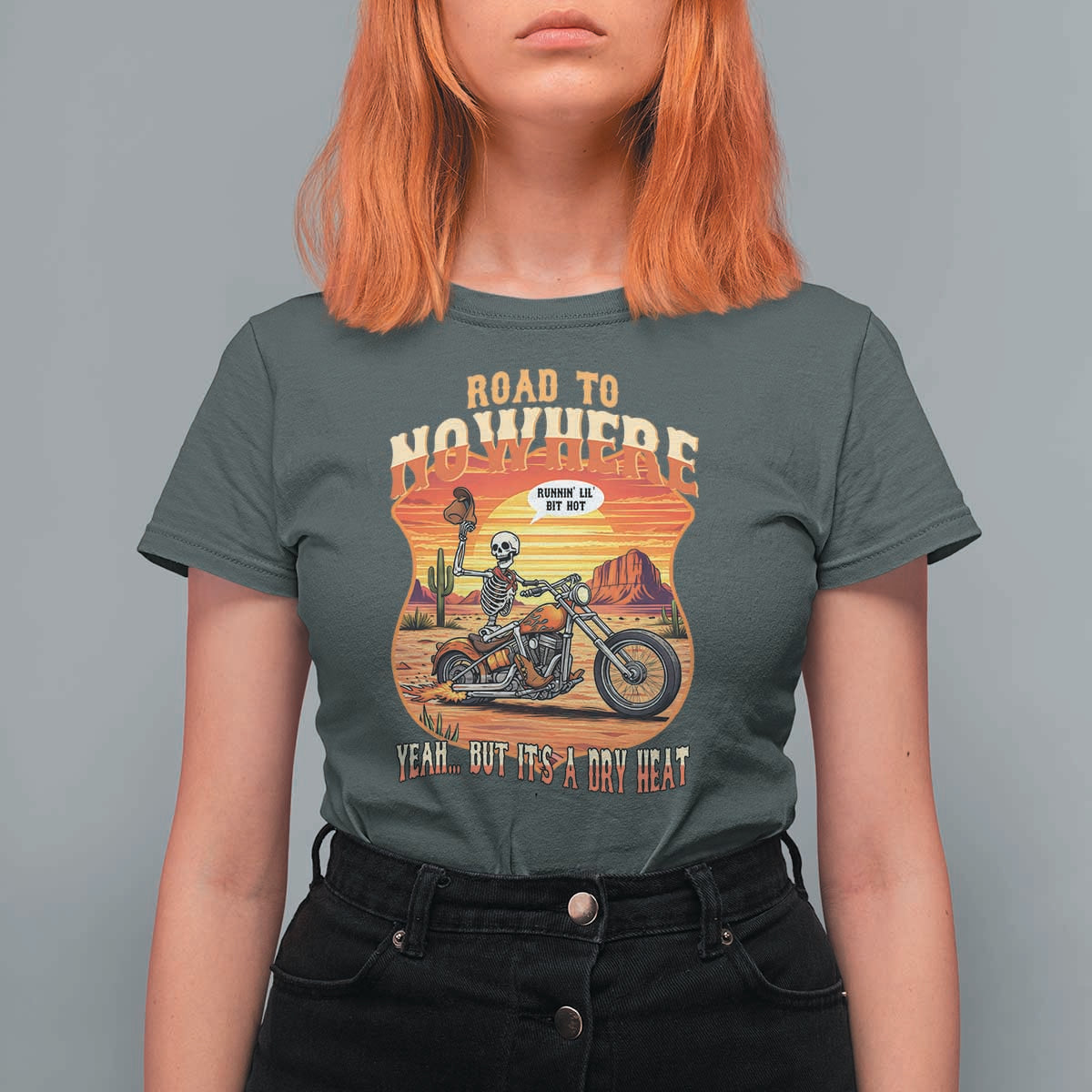 Funny Route Highway 66 Biker Skeleton T Shirt For Women Road To Adventure
