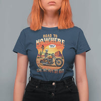 Funny Route Highway 66 Biker Skeleton T Shirt For Women Road To Adventure