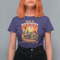 Funny Route Highway 66 Biker Skeleton T Shirt For Women Road To Adventure