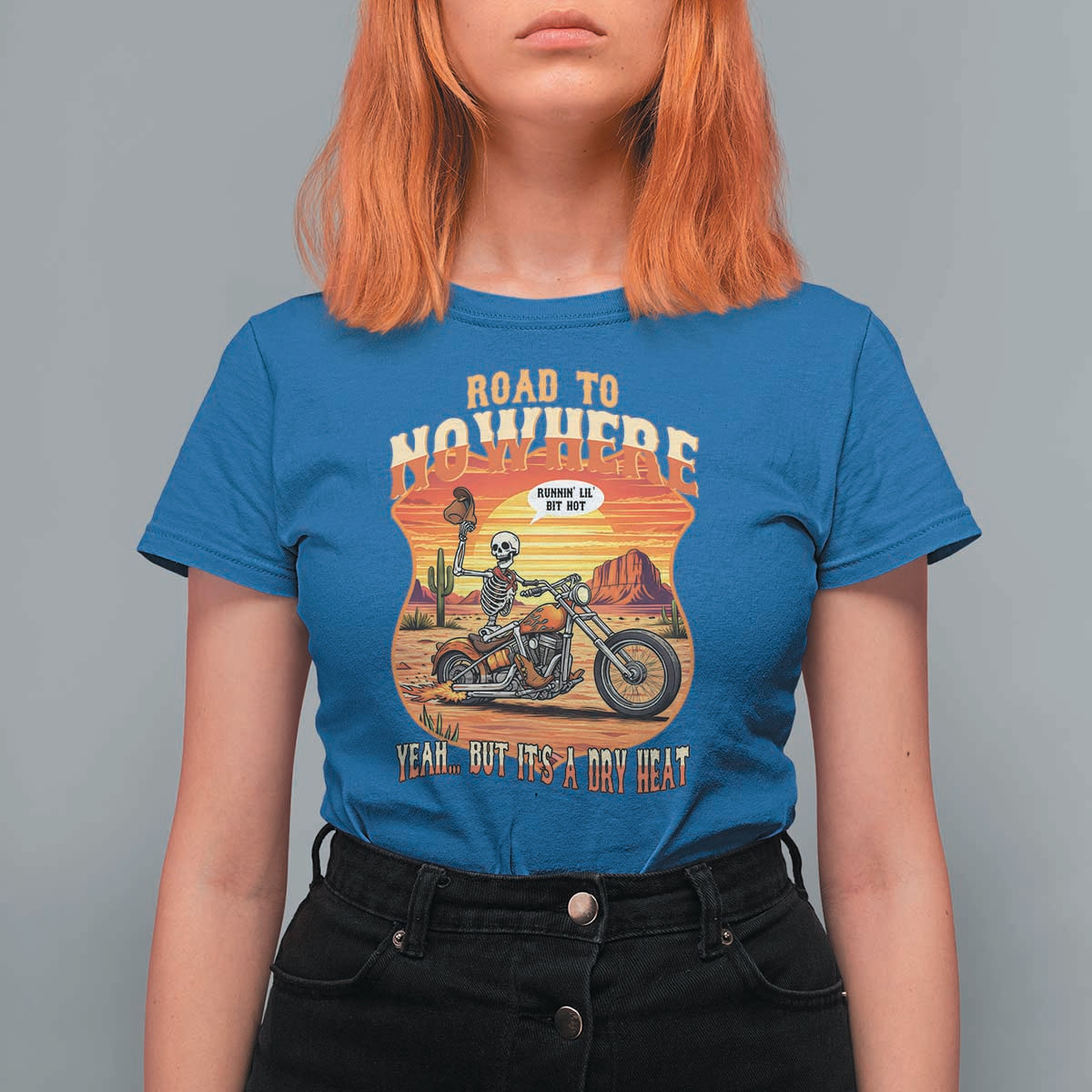 Funny Route Highway 66 Biker Skeleton T Shirt For Women Road To Adventure