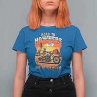 Funny Route Highway 66 Biker Skeleton T Shirt For Women Road To Adventure