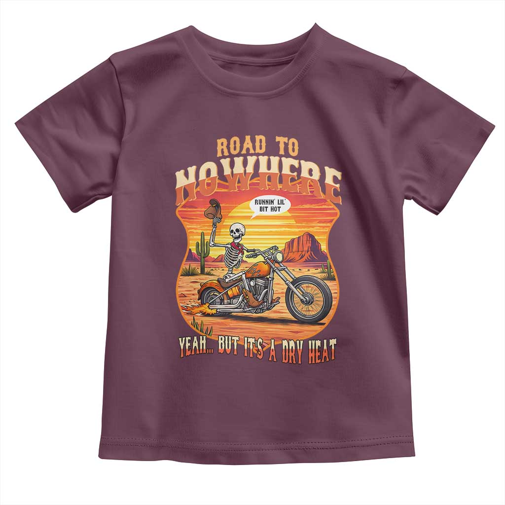 Funny Route Highway 66 Biker Skeleton Toddler T Shirt Road To Adventure