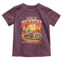 Funny Route Highway 66 Biker Skeleton Toddler T Shirt Road To Adventure