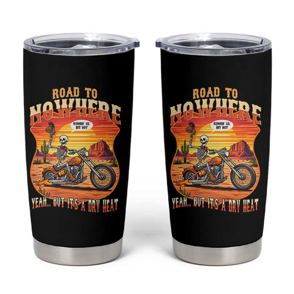 Funny Route Highway 66 Biker Skeleton Tumbler Cup Road To Adventure