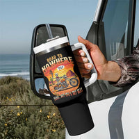 Funny Route Highway 66 Biker Skeleton Tumbler With Handle Road To Adventure