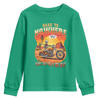 Funny Route Highway 66 Biker Skeleton Youth Sweatshirt Road To Adventure