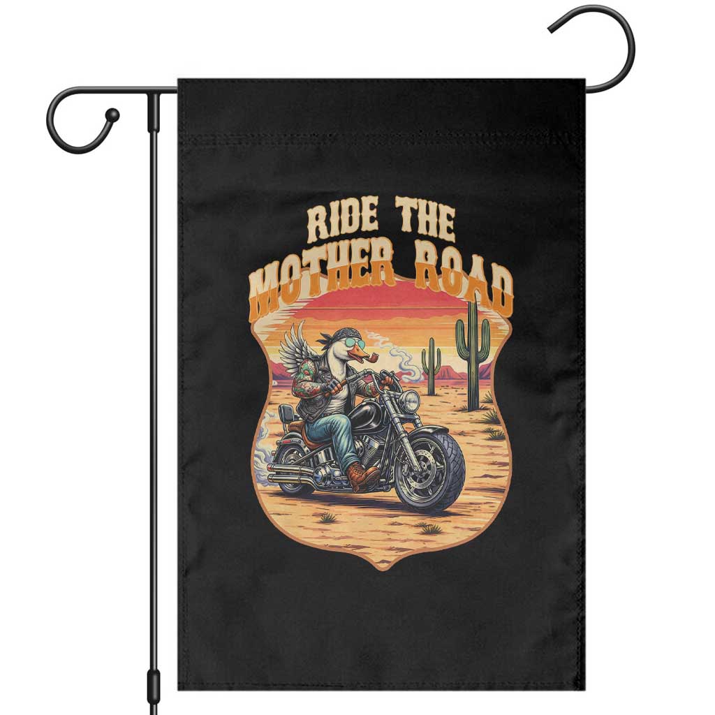 Funny Route Highway 66 Goose Biker Garden Flag Ride The Mother Road