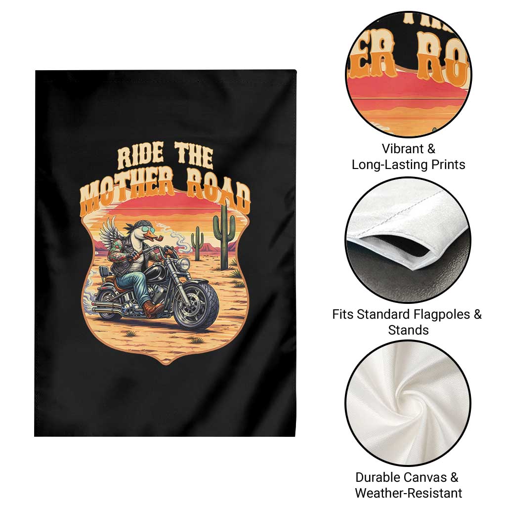 Funny Route Highway 66 Goose Biker Garden Flag Ride The Mother Road