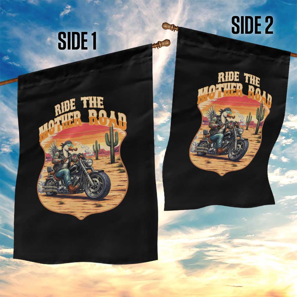 Funny Route Highway 66 Goose Biker Garden Flag Ride The Mother Road