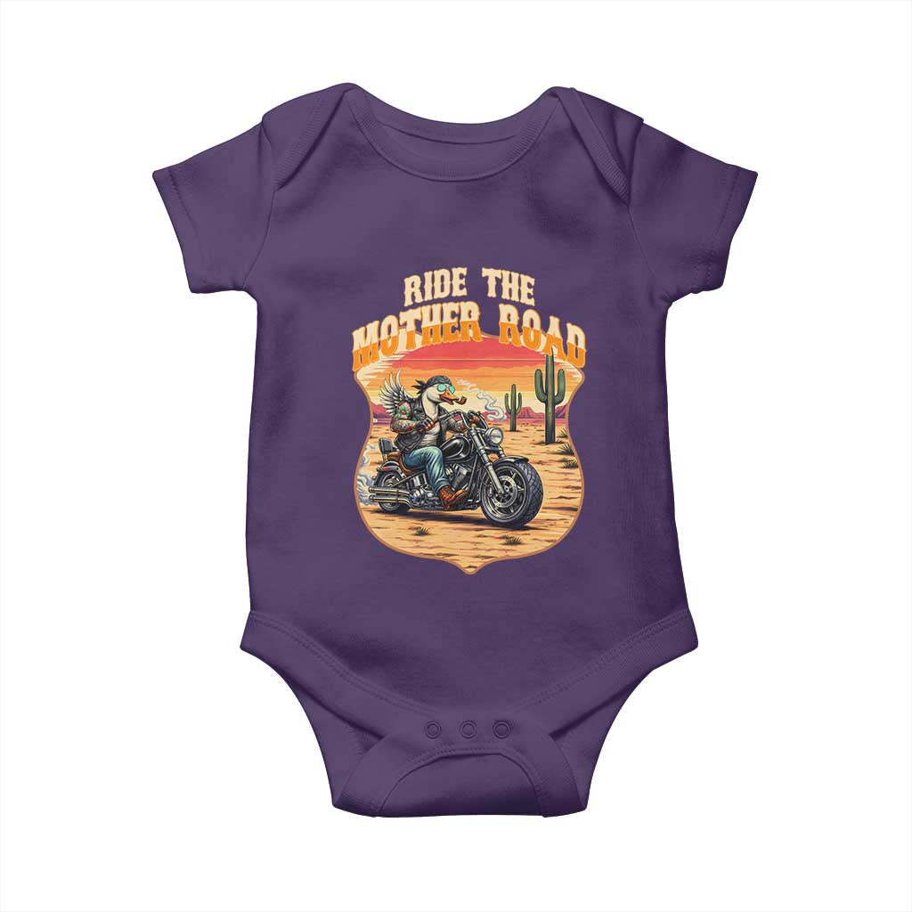 Funny Route Highway 66 Goose Biker Baby Onesie Ride The Mother Road