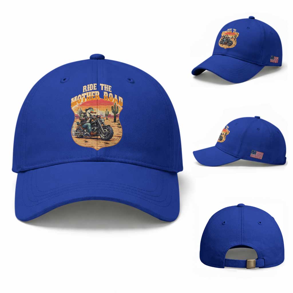 Funny Route Highway 66 Goose Biker Baseball Cap Ride The Mother Road