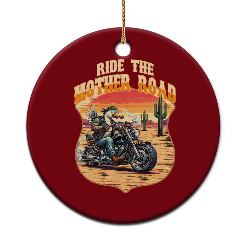 Funny Route Highway 66 Goose Biker Ceramic Ornament Ride The Mother Road