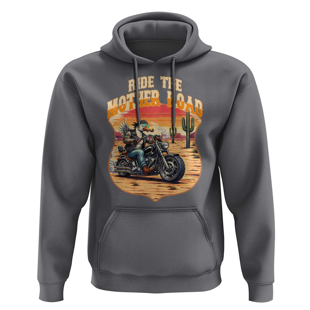 Funny Route Highway 66 Goose Biker Hoodie Ride The Mother Road