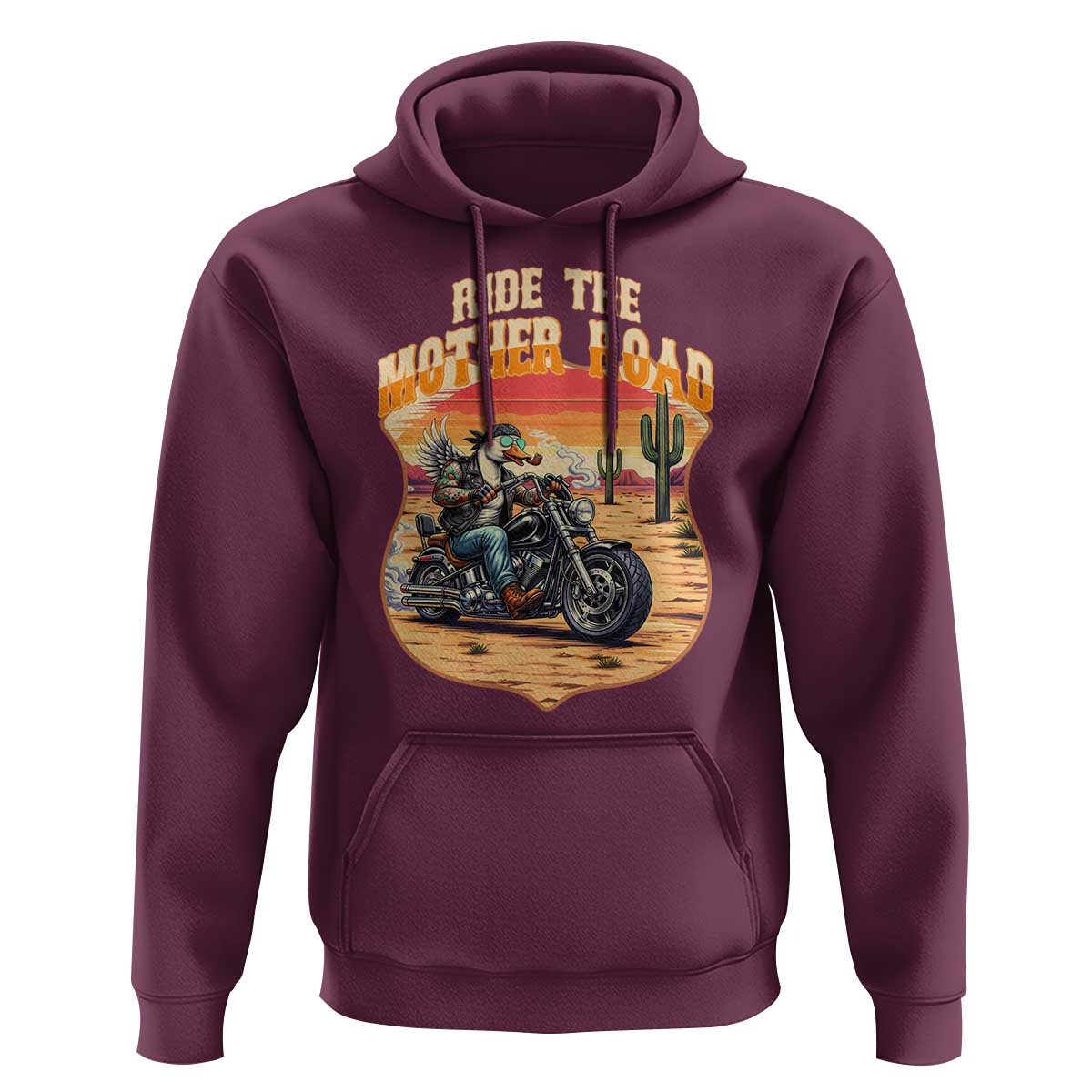 Funny Route Highway 66 Goose Biker Hoodie Ride The Mother Road