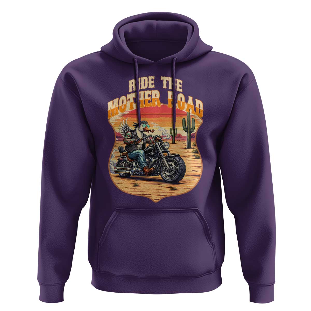Funny Route Highway 66 Goose Biker Hoodie Ride The Mother Road