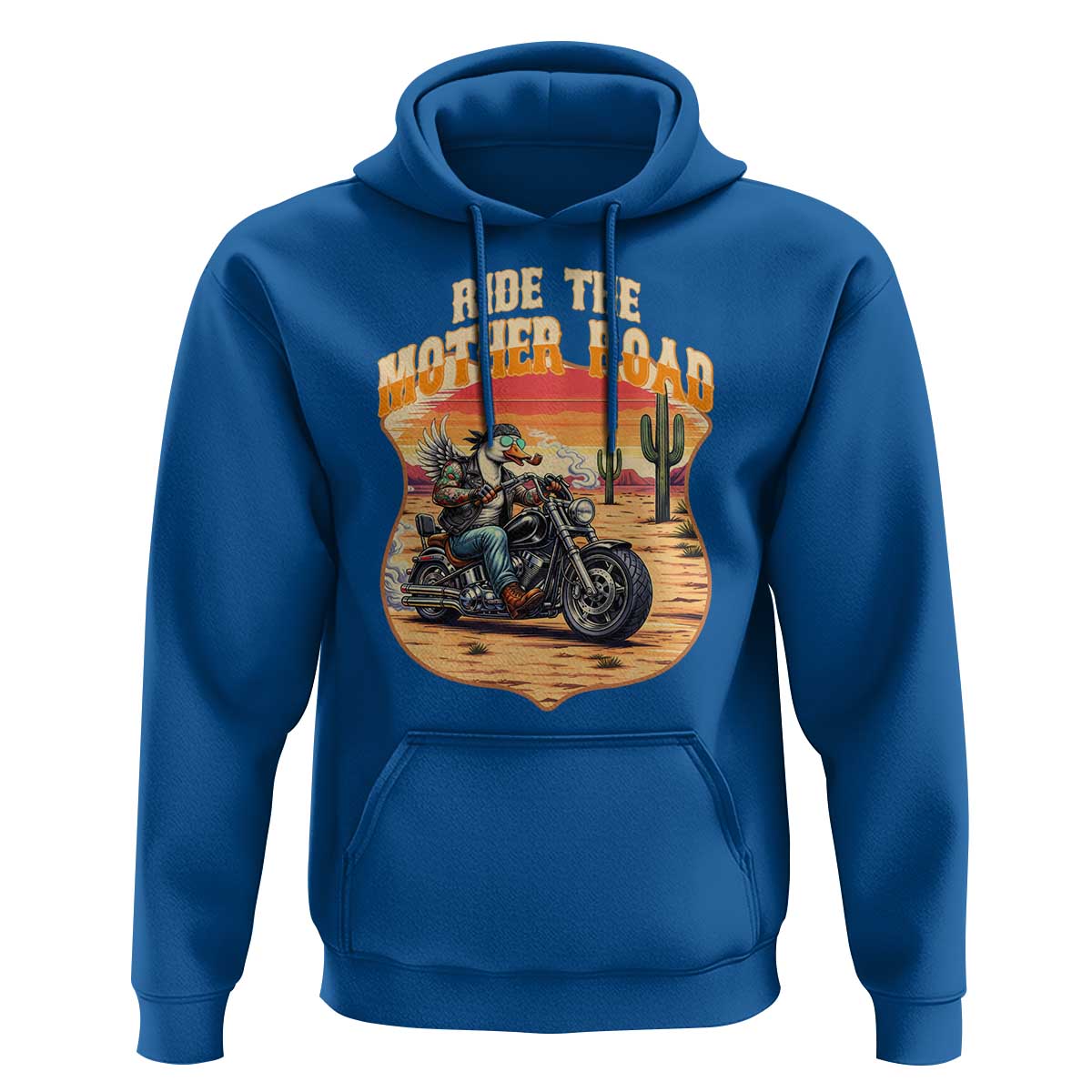 Funny Route Highway 66 Goose Biker Hoodie Ride The Mother Road