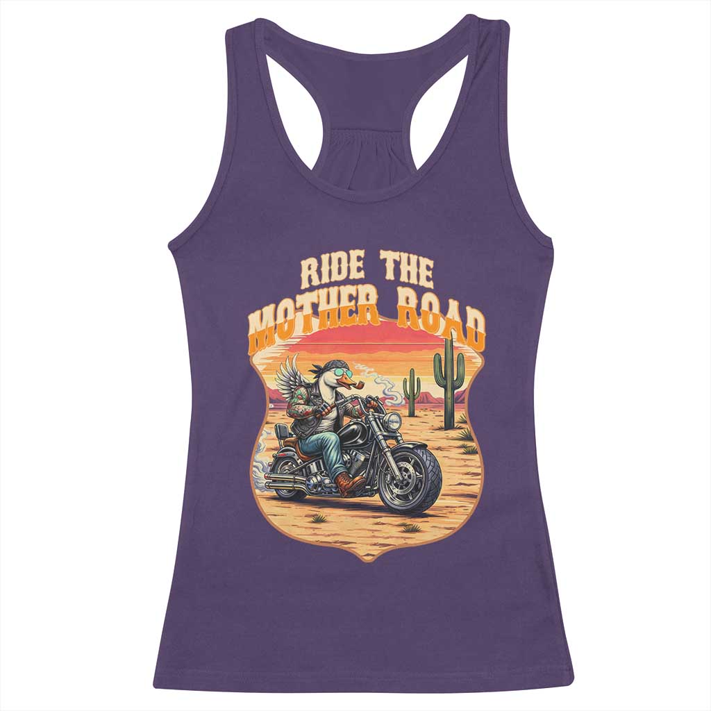 Funny Route Highway 66 Goose Biker Racerback Tank Top Ride The Mother Road